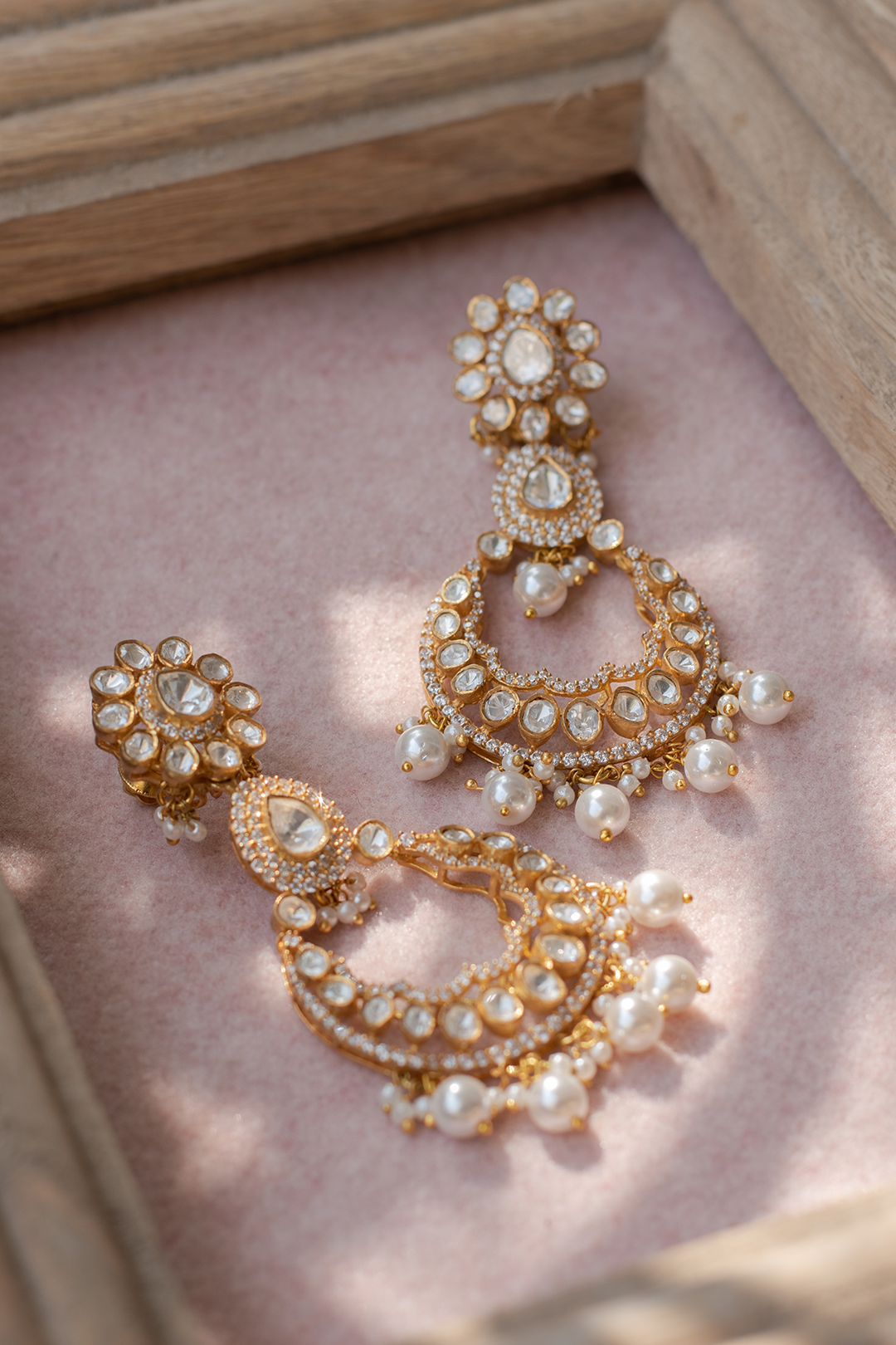 Amrita Pearl and Polki Earrings