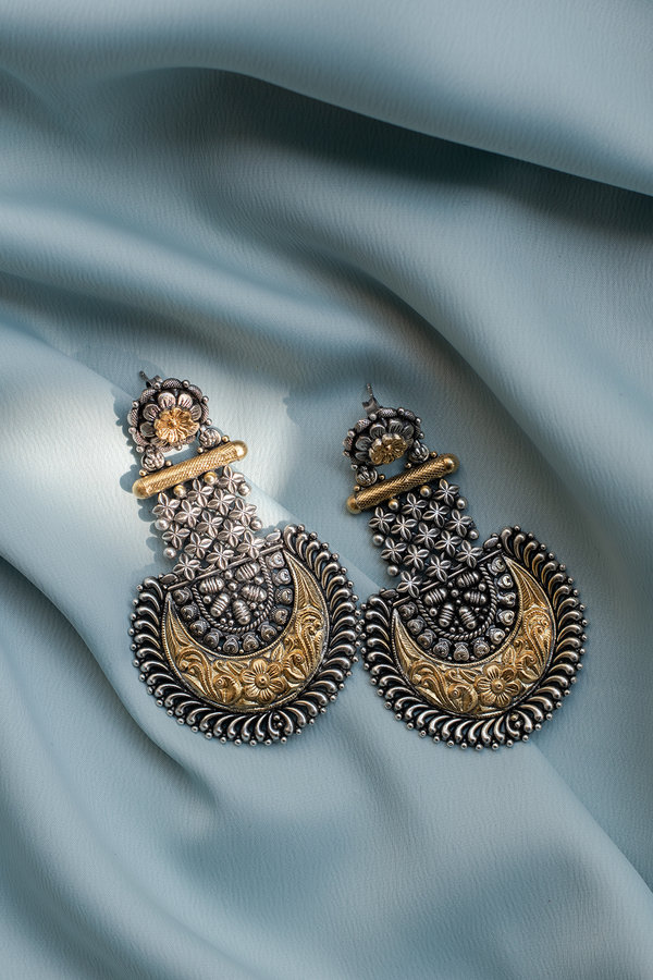 Samayheen Long Antique Silver Earrings