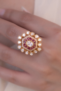Mudita Pink Polki Cocktail Ring