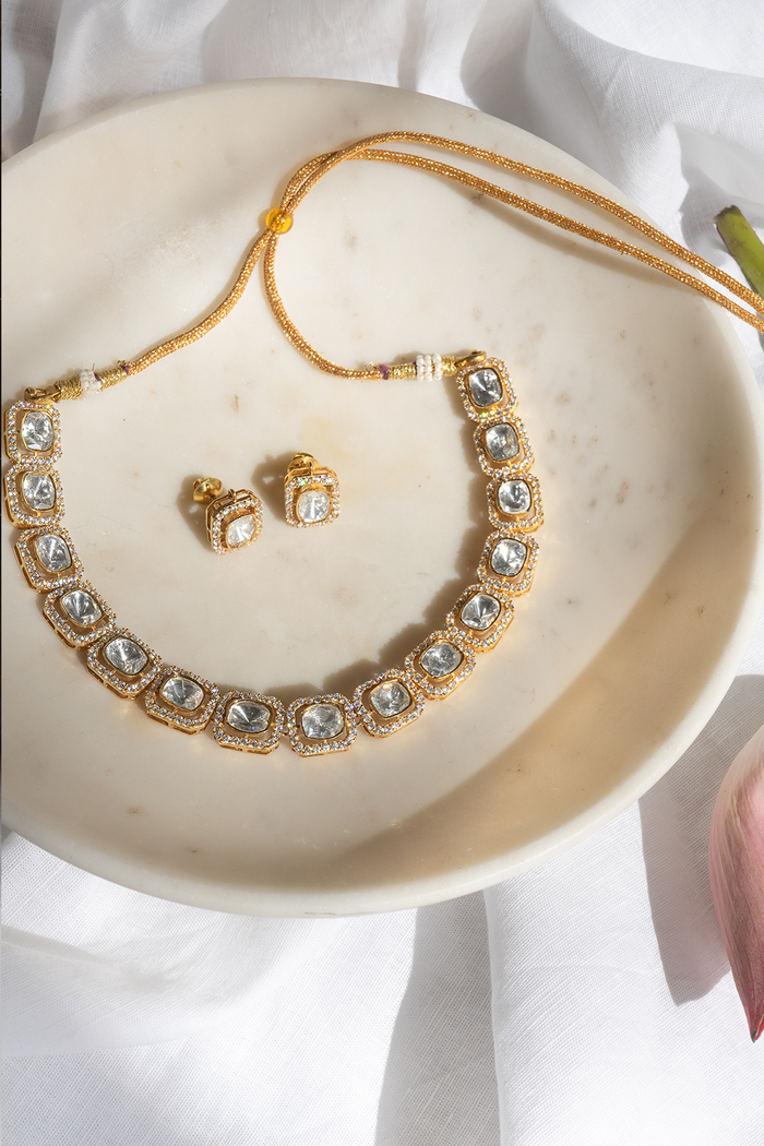 Veerya Polki String Necklace - 925 silver necklace sets by SOLV, view 2