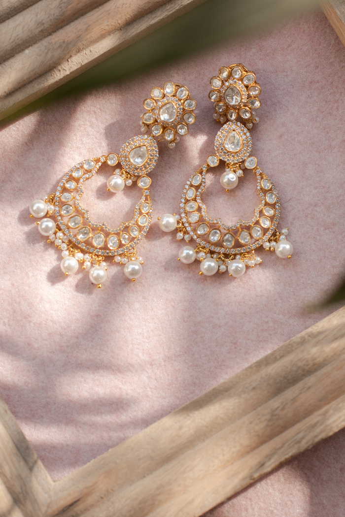Amrita Pearl and Polki Earrings