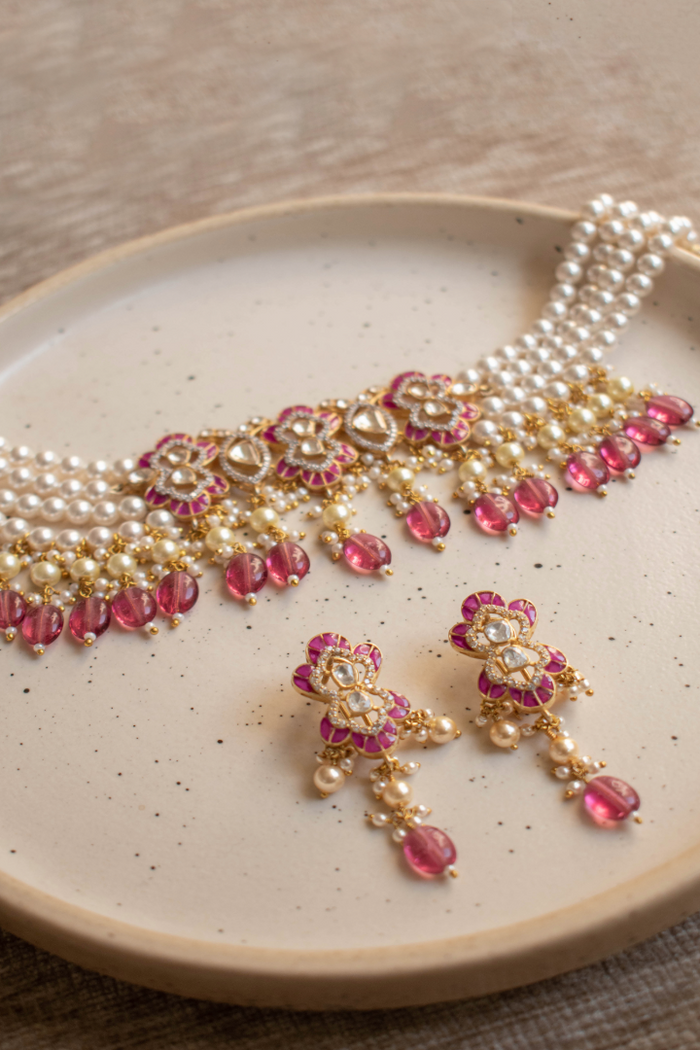 Anushka Ruby Choker with Earrings