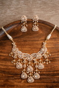 Celestia Polki and Pearl Necklace with Earrings