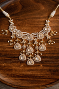 Celestia Polki and Pearl Necklace with Earrings