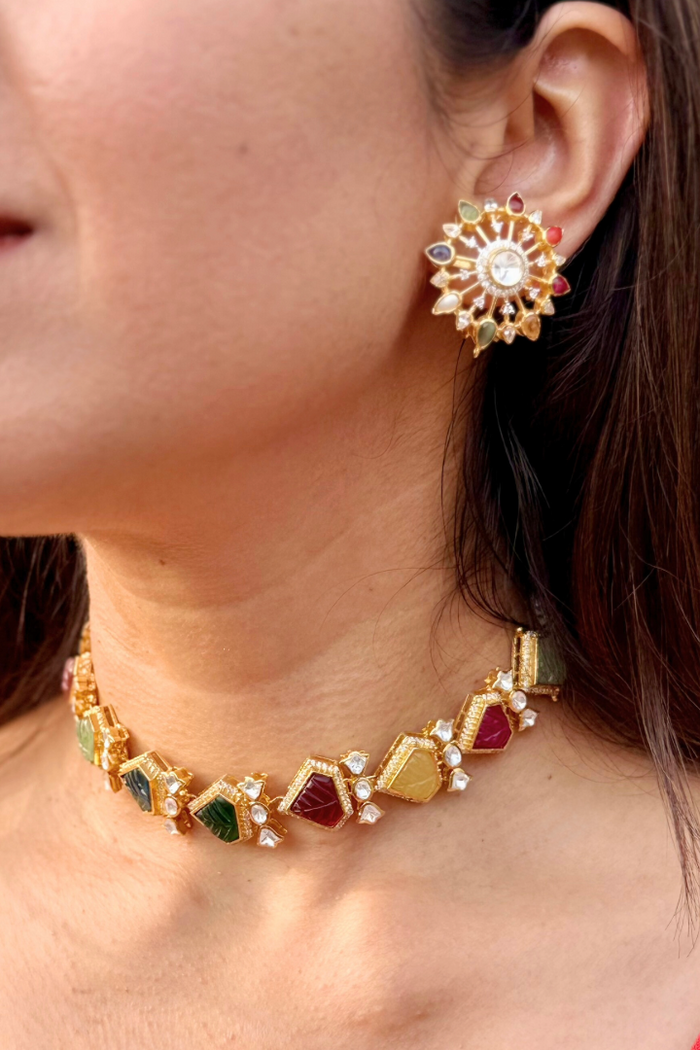 Gauri Navratna Choker with Studs