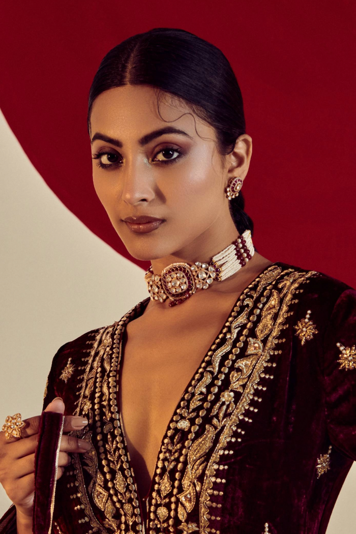 Noor Ruby and Polki Choker with Earrings