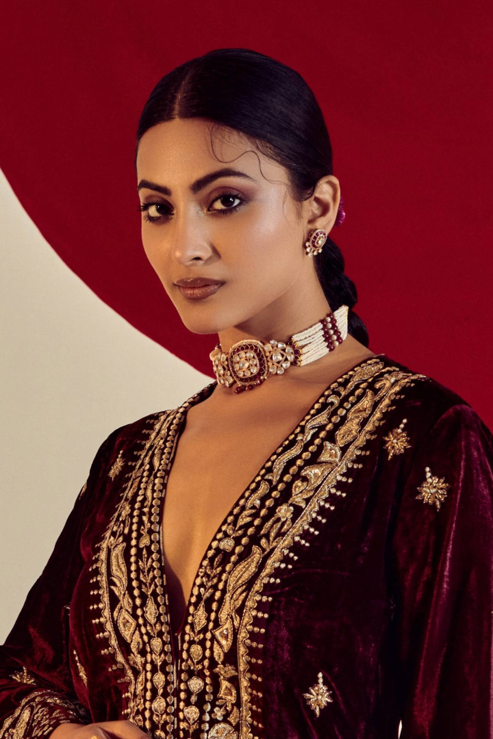 Noor Ruby and Polki Choker with Earrings