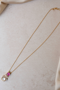 Zaira Neck Chain with Pink Gemstone and Polki