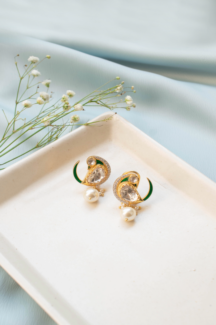 Zarin Emerald Studs - 925 silver earring by SOLV, view 3