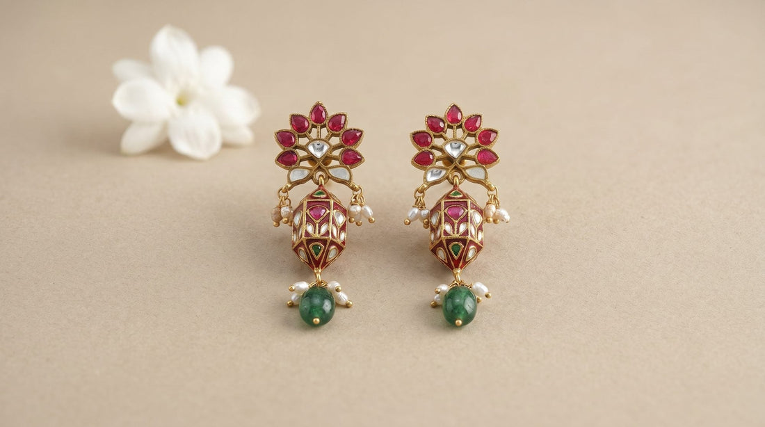 Mirha Lantern Drops - 925 silver, 18kt antique gold-plated earrings by SOLV
