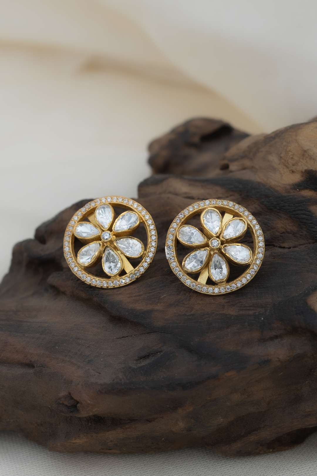 Padma Polki Studs - 925 silver earring by SOLV