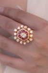 Mudita Pink Polki Cocktail Ring