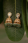 Anika Green Polki Jhumkas
