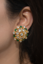 Naaz Emerald Polki Studs