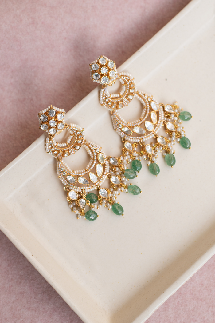 Mira Emerald Shine Earrings - 925 silver earring by SOLV, view 2