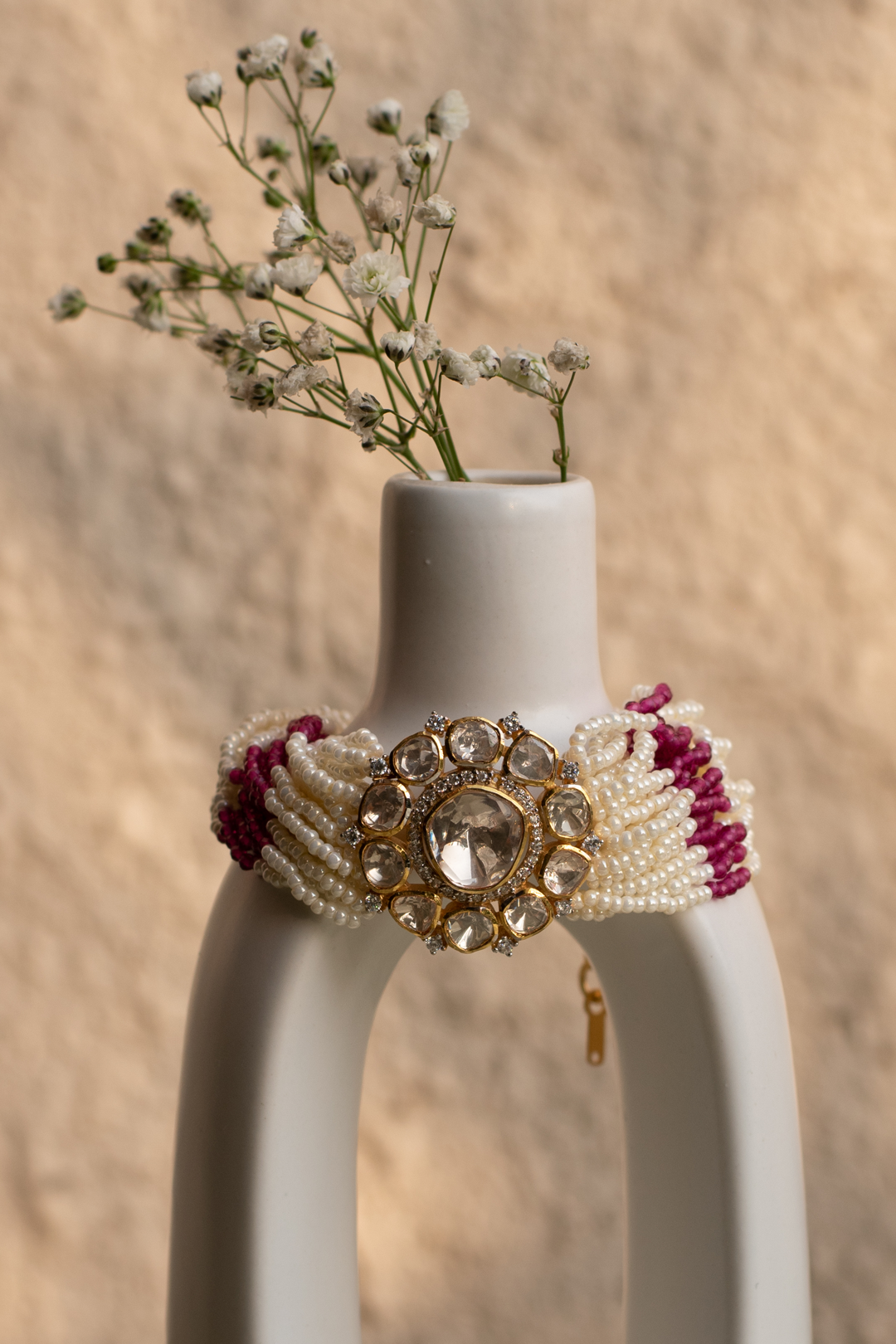 Rosé Rhapsody Polki and Pearl Bracelet - 925 silver bracelet by SOLV, view 2