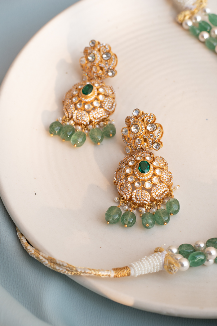 Verdant Blossom Polki Necklace - 925 silver necklace sets by SOLV, view 3