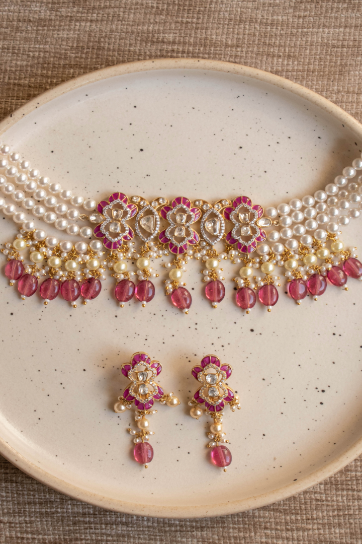 Anushka Ruby Choker with Earrings