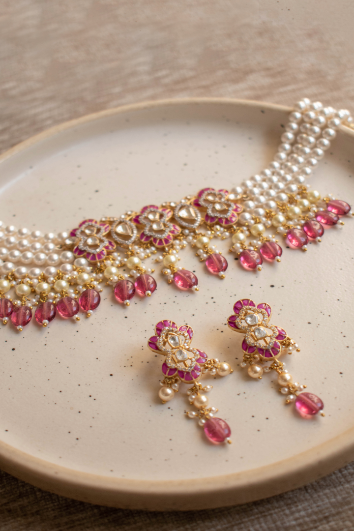 Anushka Ruby Choker with Earrings