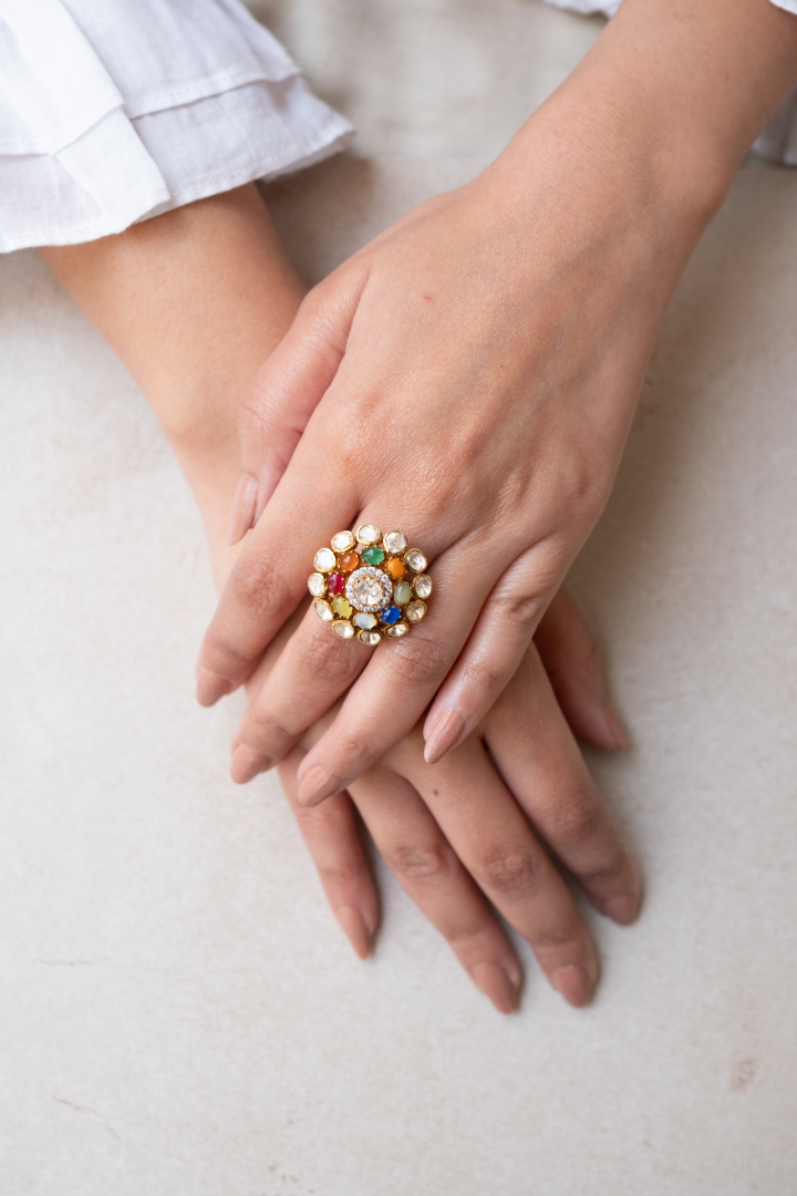 Aura Navrattan Ring - 925 silver ring by SOLV