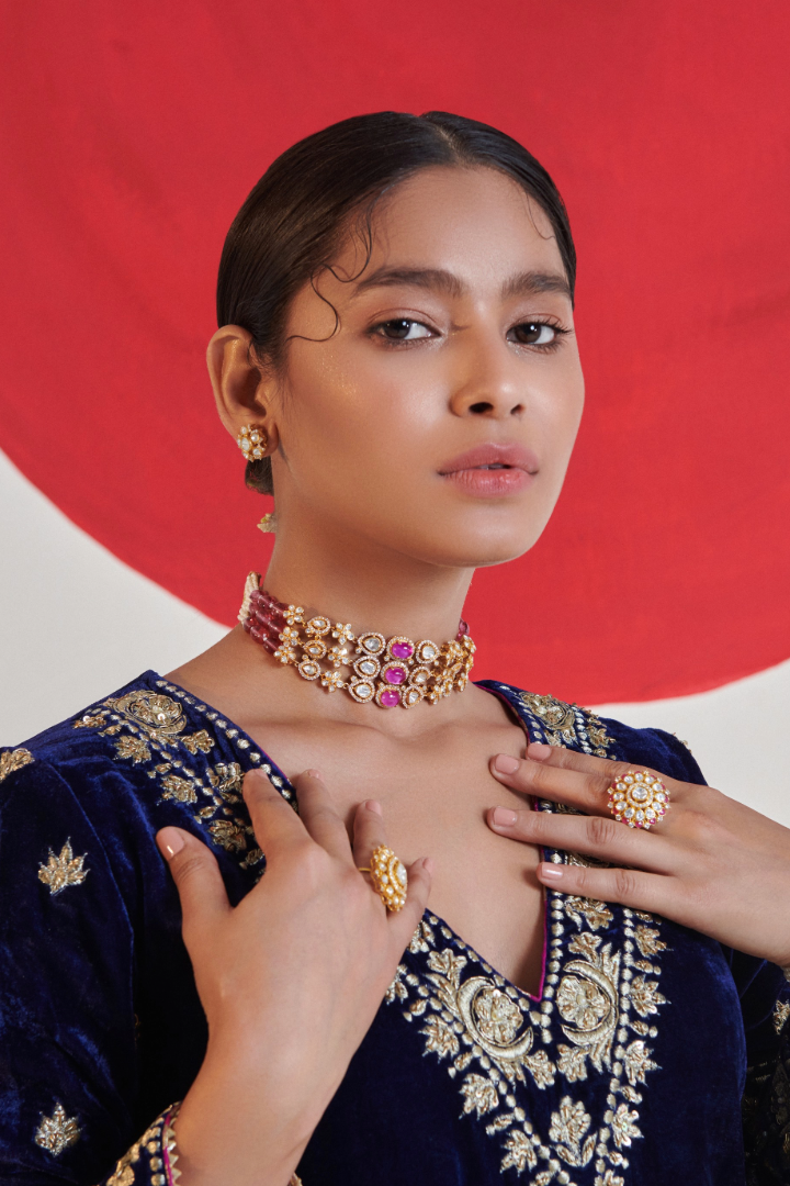 Bijou Rose Polki Choker