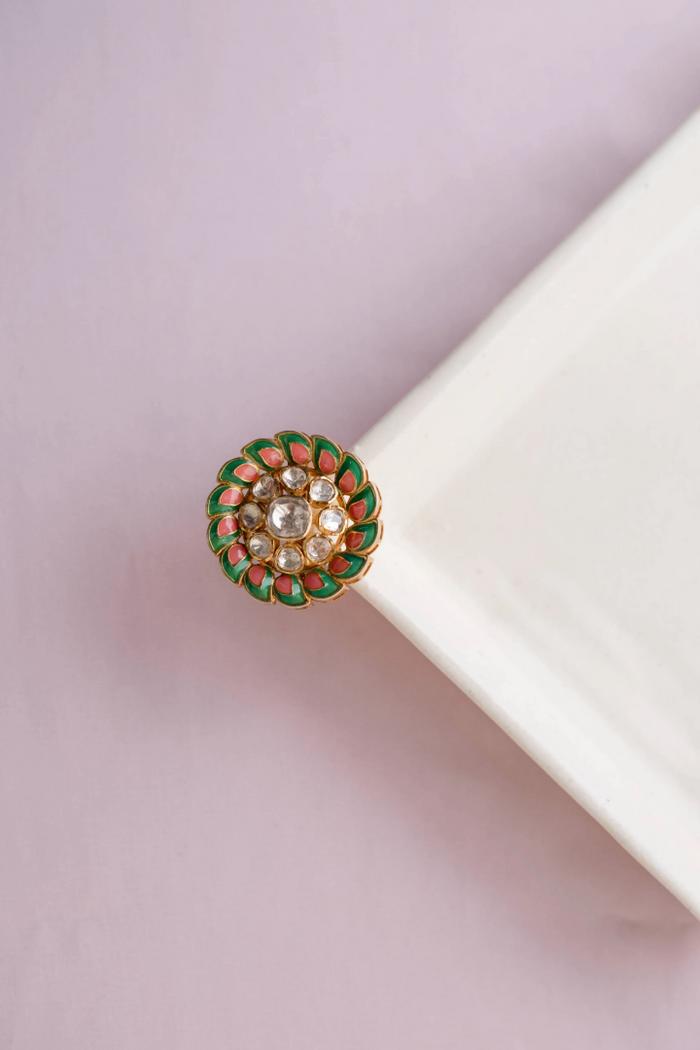 Color Burst Polki Ring - 925 silver ring by SOLV, view 2
