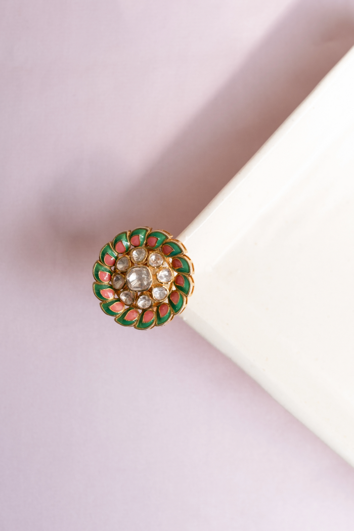 Color Burst Polki Ring - 925 silver ring by SOLV, view 3