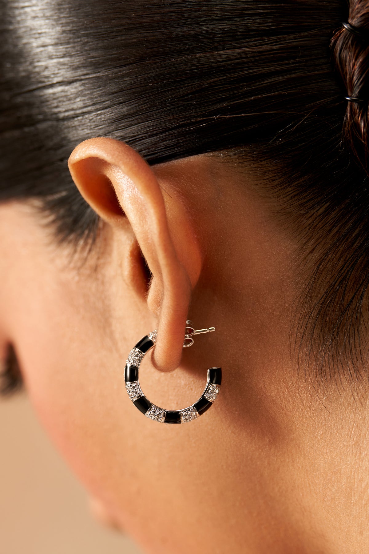 Onyx Stripe Hoops