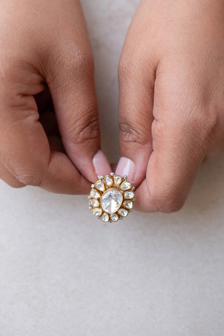 Farida Polki Ring - 925 silver ring by SOLV