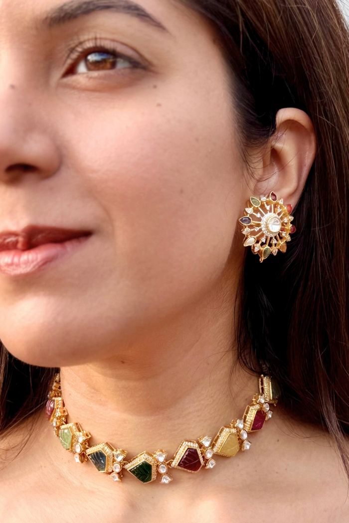 Gauri Navratna Choker with Studs