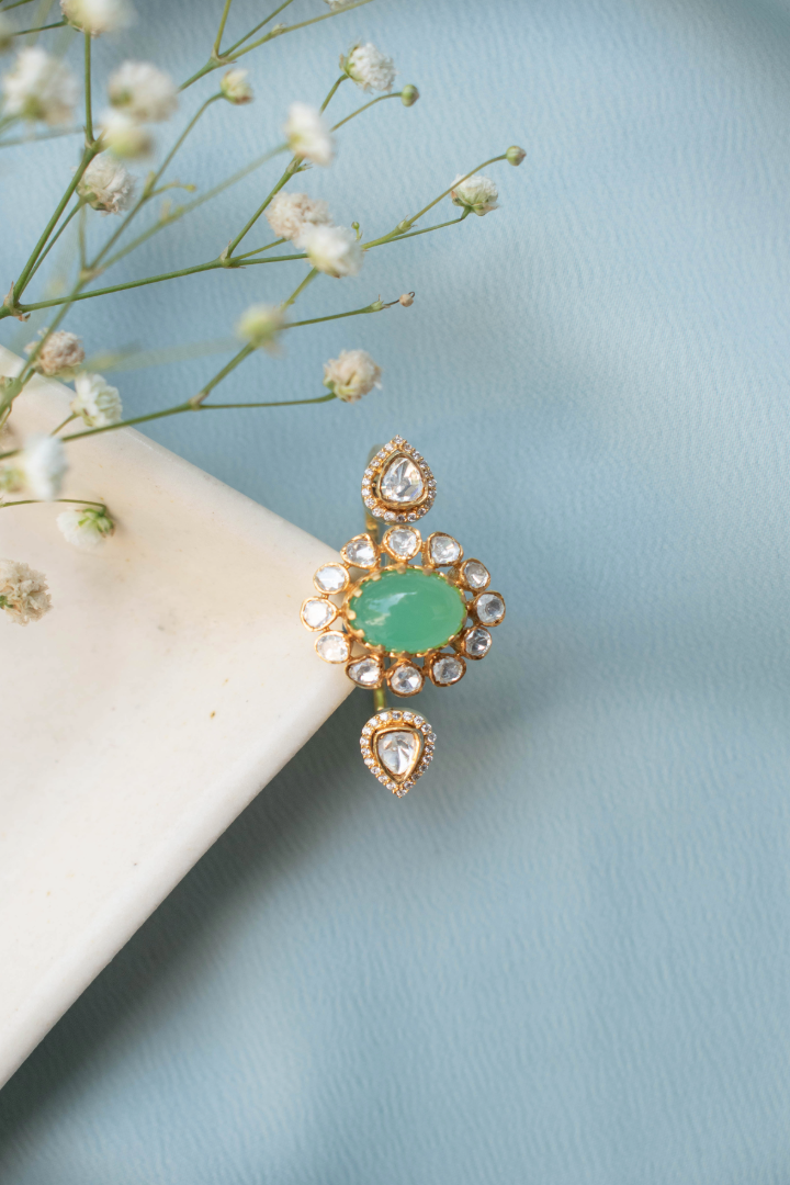 Inaya Emerald and Polki Ring