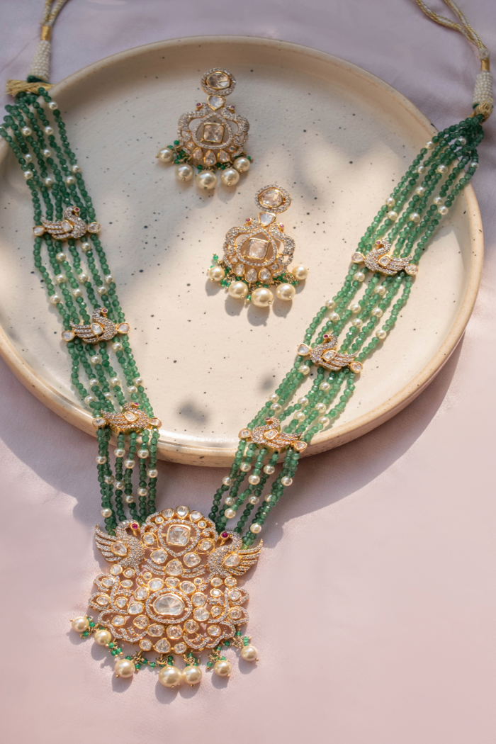 Jade Jay Long Necklace with Earrings