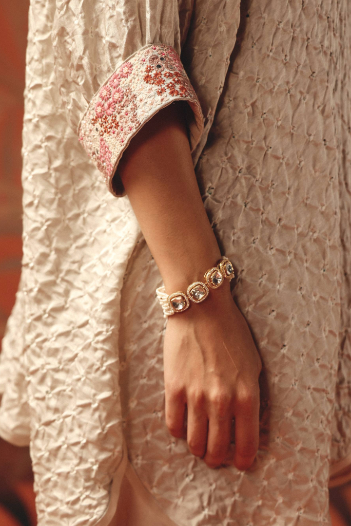 Rabia Polki and Pearl Bracelet - 925 silver bracelet by SOLV
