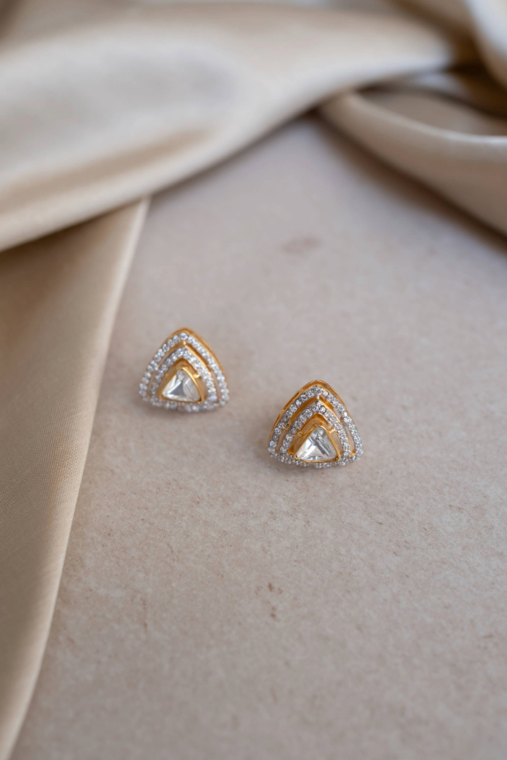 Trilliant Halo Studs - 925 silver earring by SOLV, view 2