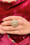 Vaani Emerald and Polki Ring