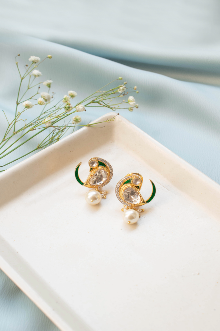 Zarin Emerald Studs - 925 silver earring by SOLV