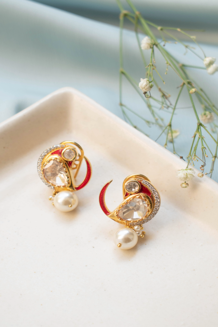 Zarin Ruby Studs - 925 silver earring by SOLV