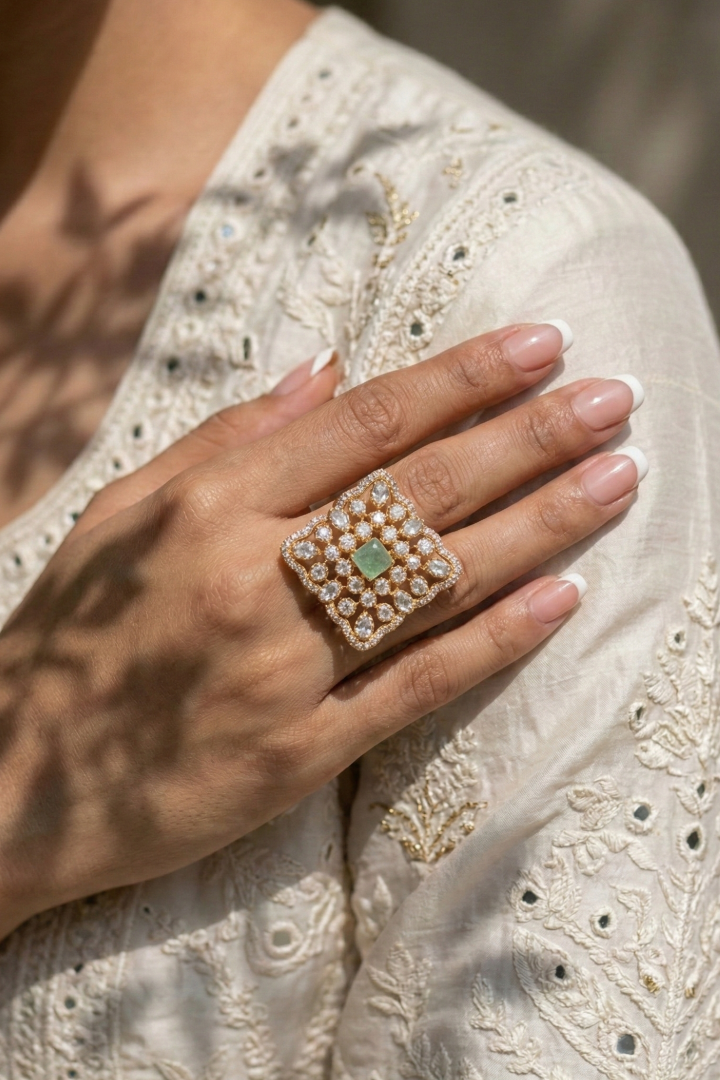 Mohini Polki Ring - 925 silver ring by SOLV