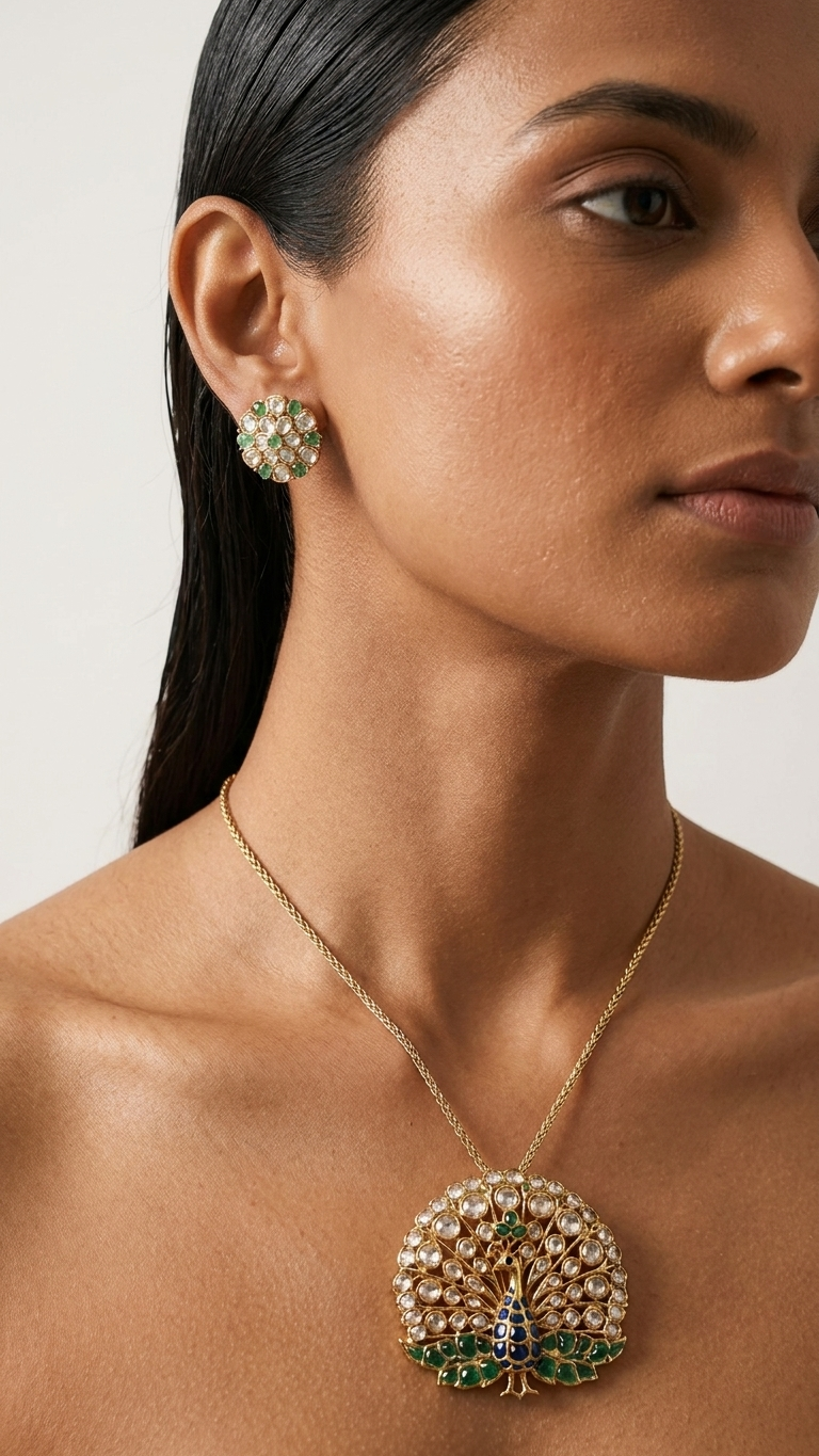 Vanya Long Necklace with Studs