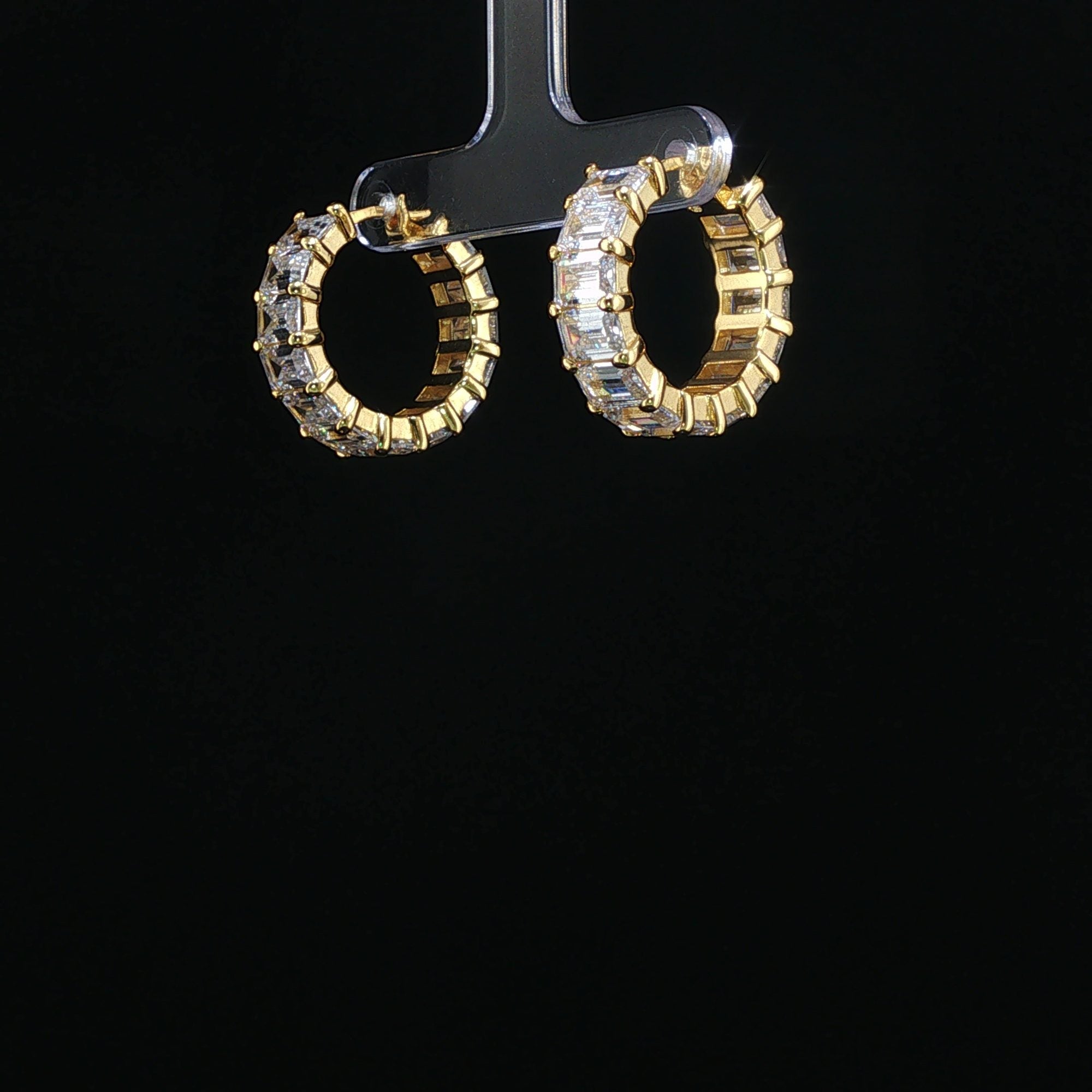 Emerald Infinity Hoops - Emerald-Cut Crystal Eternity Hoops by SOLV