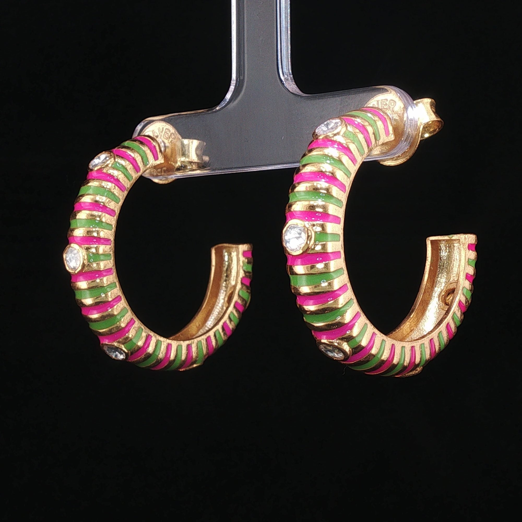 Riot Hoops - Lime & Pink Enamel Statement Hoops by SOLV