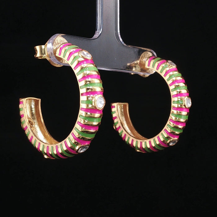 Riot Hoops - Lime & Pink Enamel Statement Hoops by SOLV
