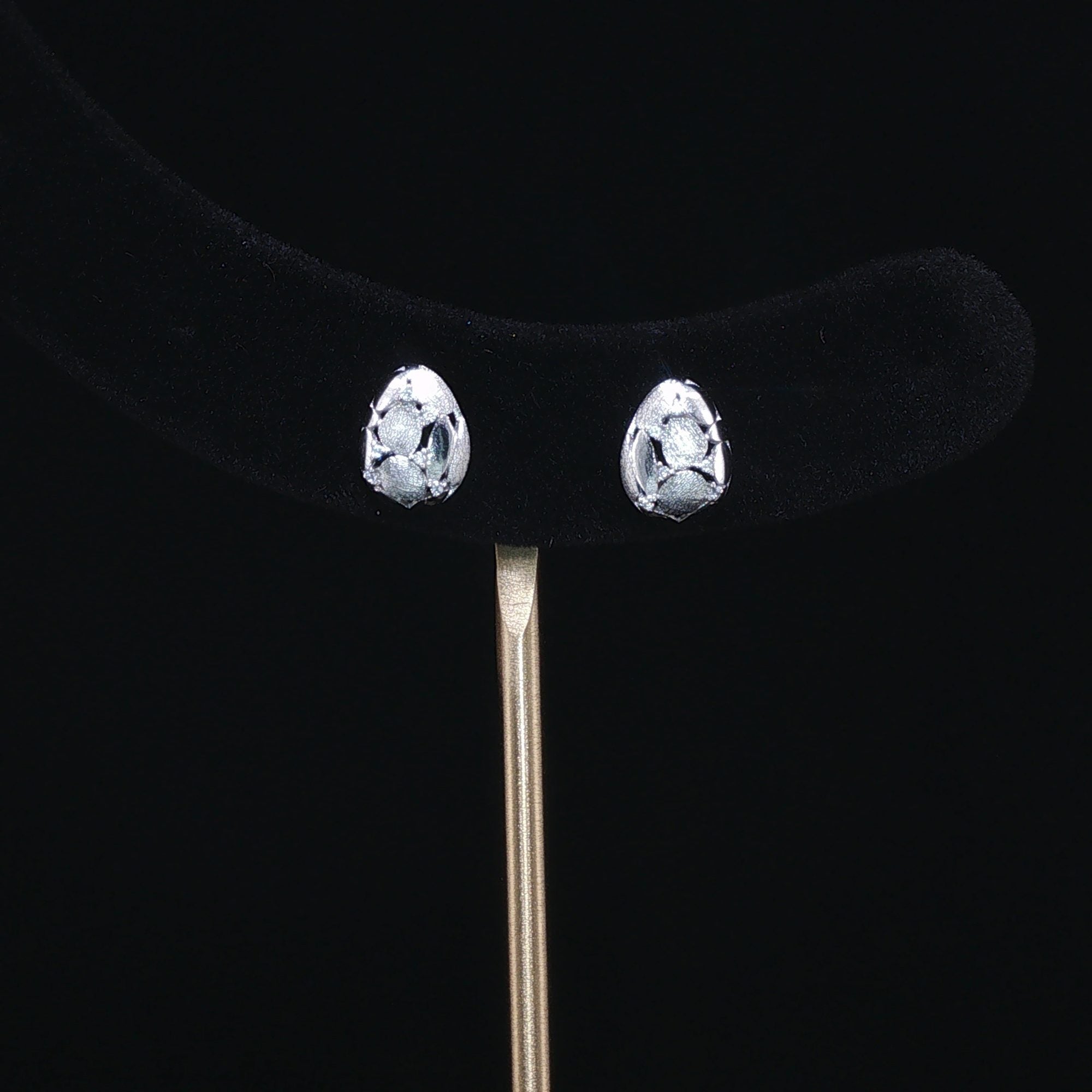 Silver Nugget Studs - Textured Silver Teardrop Studs by SOLV
