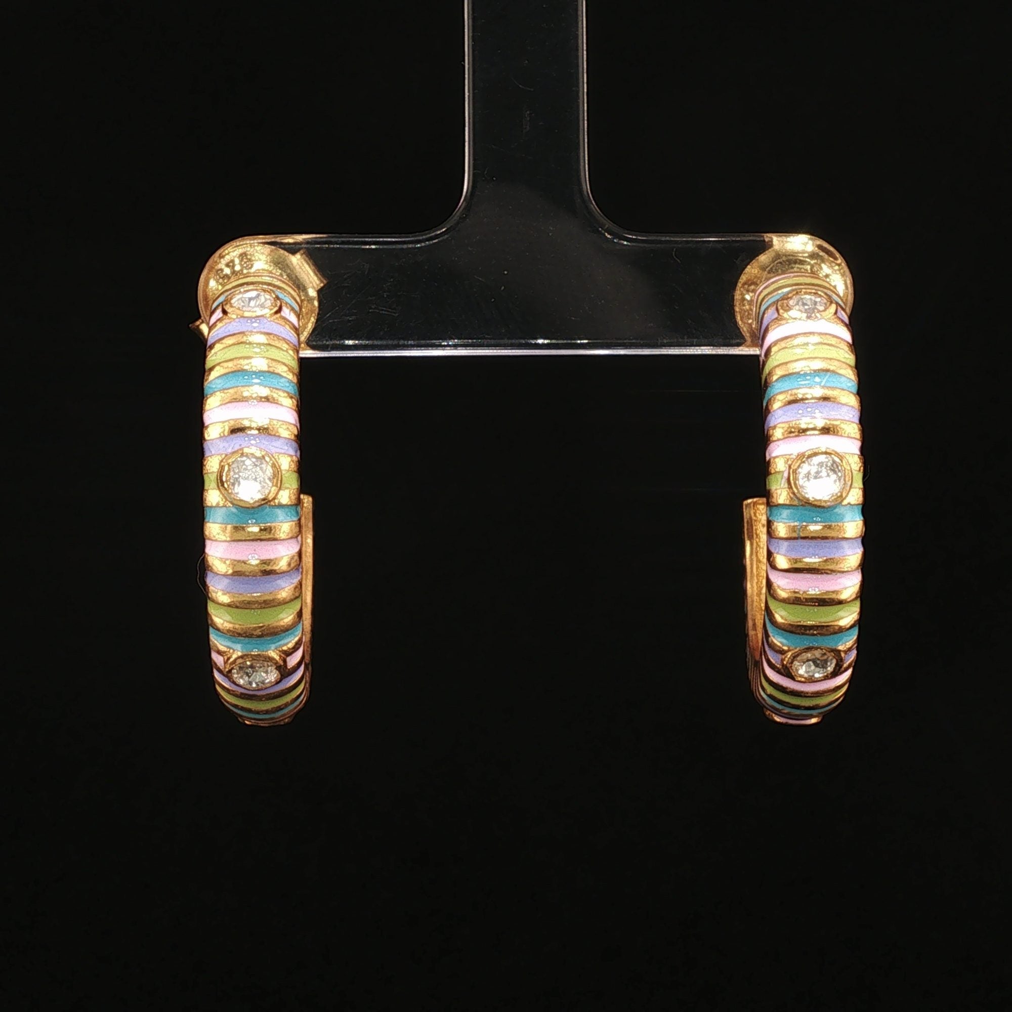 Sorbet Hoops - Pastel Enamel & Moissanite J-Hoops by SOLV
