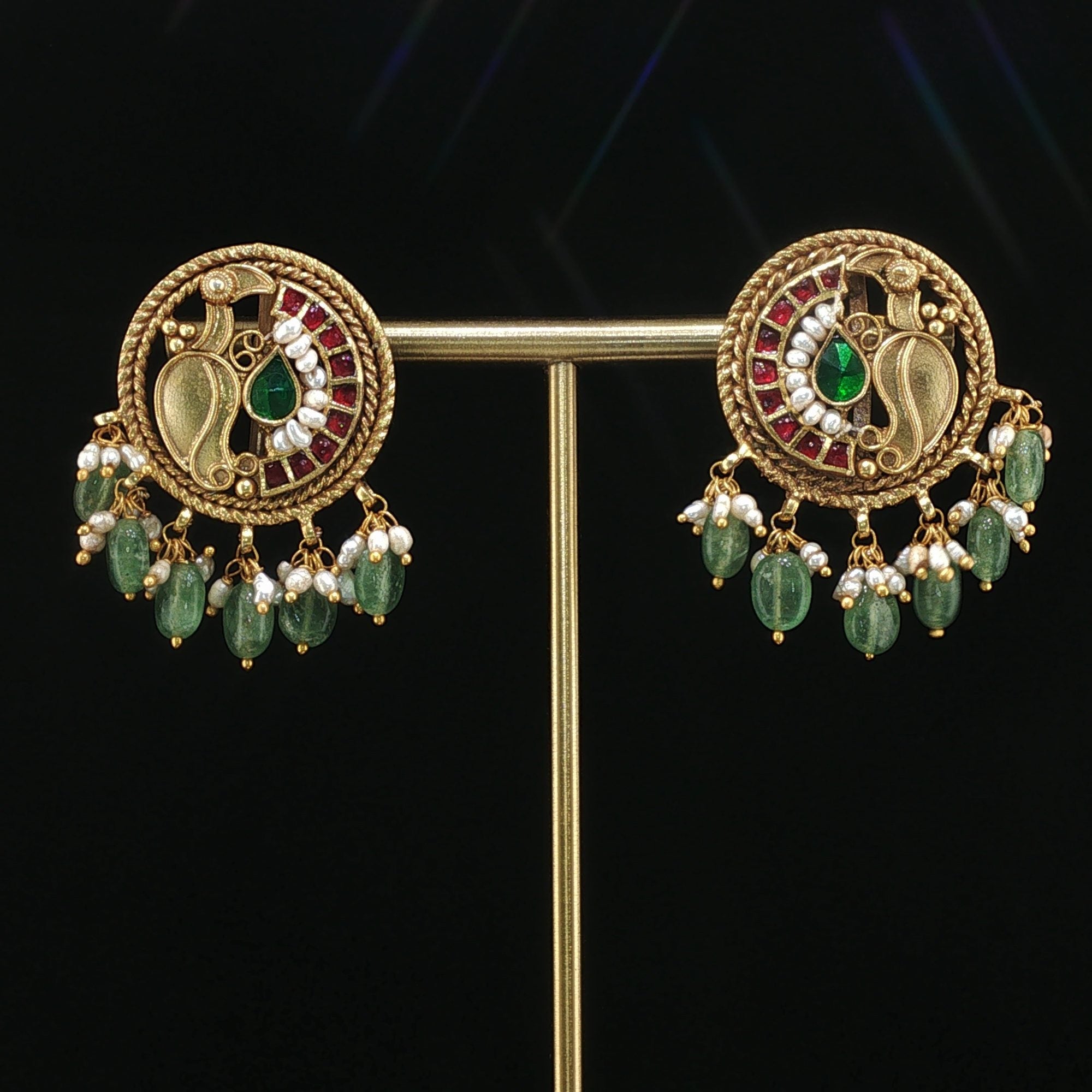 Ishani Earrings - 925 silver, 18kt antique gold-plated earrings by SOLV