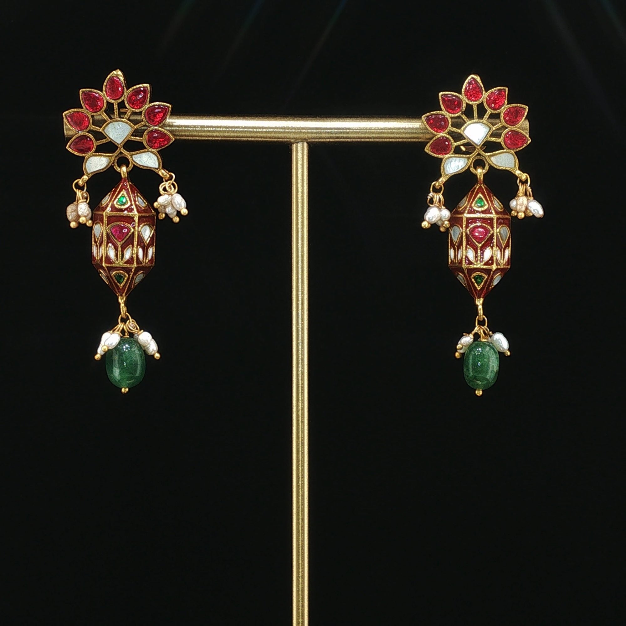 Mirha Lantern Drops - 925 silver, 18kt antique gold-plated earrings by SOLV