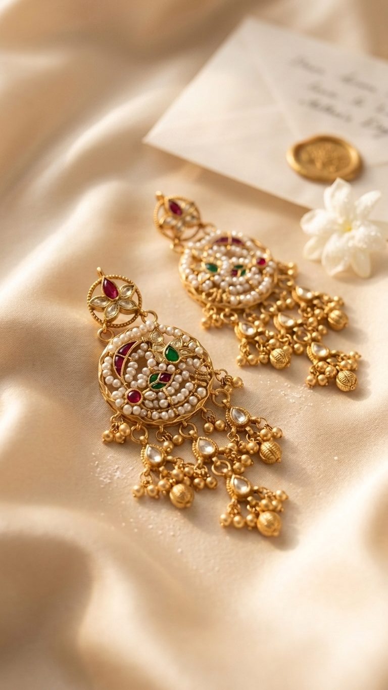 Nimrat Chandbalis - 925 silver, 18kt antique gold-plated earrings by SOLV