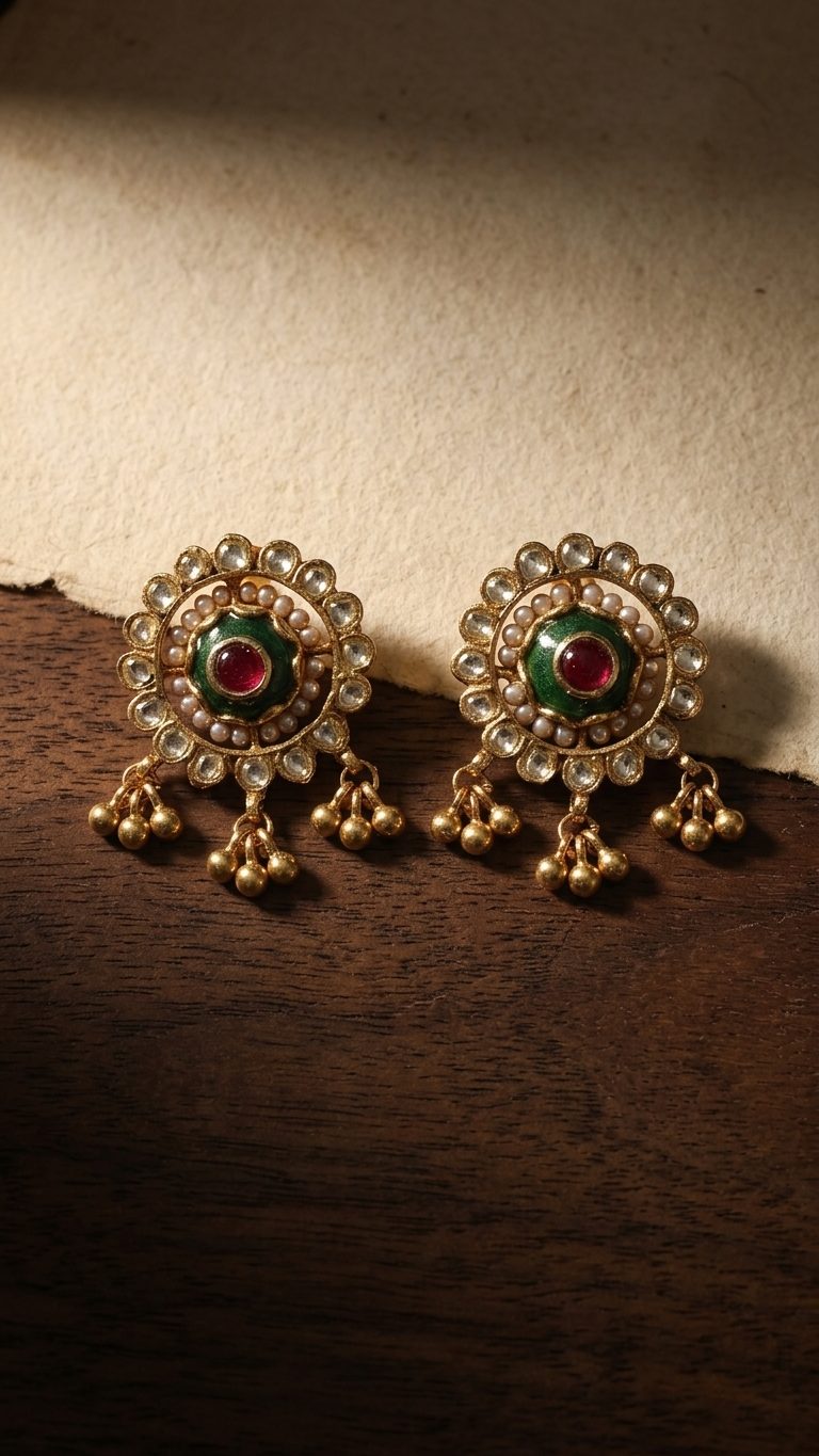 Tanvi Blossom Studs - 925 silver, 18kt antique gold-plated earrings by SOLV